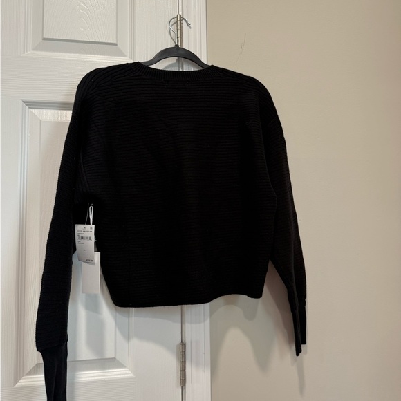 NWT Good American Knit Ribbed Crewneck Sweater Black Sz 0 / XS Oversized - Picture 6 of 11